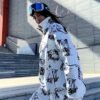 Ski Suit, Ghost Print Windproof Waterproof Warm Ski Jacket & Ski Pants Suit, Women's Activewear