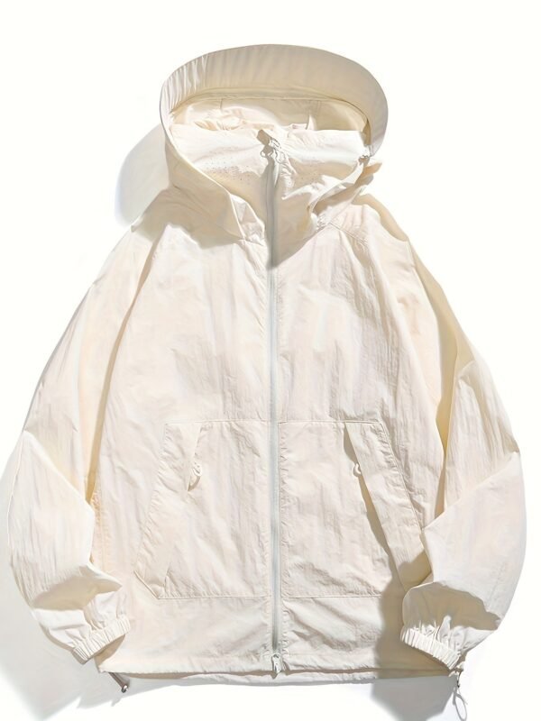 Women's Lightweight Breathable Hooded Sun Protection Jacket, Outdoor Casual Solid Color Beach Cover Up Coat