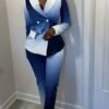 Casual Fashion Ombre Pantsuits Two-piece Set, Long Sleeve Blazer Tops & Fashion Pencil Pants Set, Women's Clothing