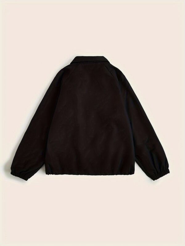 Solid Zip Up Jacket, Casual Long Sleeve Windproof Daily Outerwear With Bag, Women's Clothing