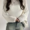 Solid Crew Neck Knitted Top, Casual Long Sleeve Thin Sweater, Women's Clothing