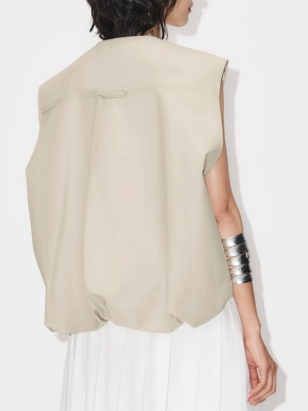 Zipper Loose Solid Vest Jacket, Casual Sleeveless Jacket For Spring & Summer, Women's Clothing