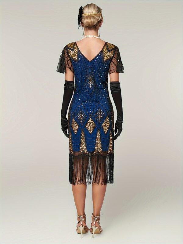 Sequin V Neck Dress, Elegant Fringe Hem Dress For Party & Club, Women's Clothing Wedding/Evening dress/Occasion/Engagement/Ceremony