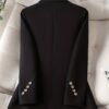 Notched Collar Button Front Blazer, Elegant Long Sleeve Blazer For Office & Work, Women's Clothing
