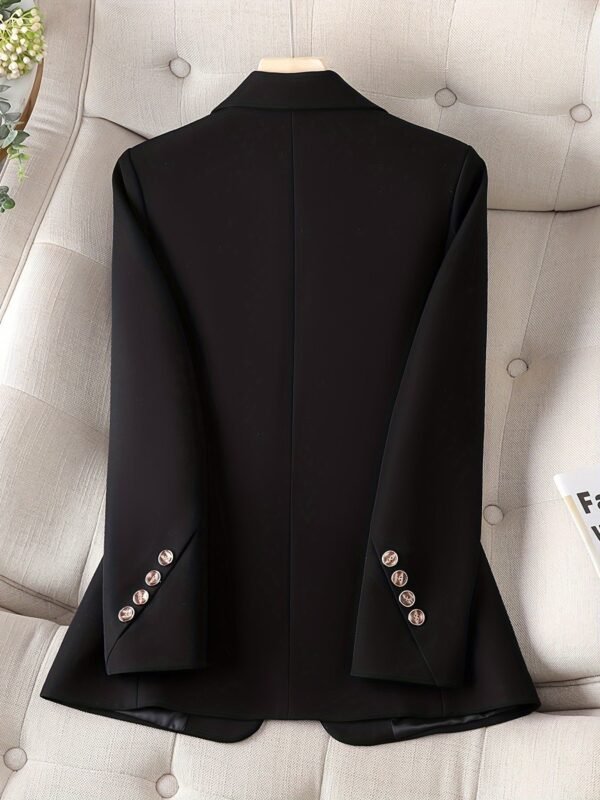 Notched Collar Button Front Blazer, Elegant Long Sleeve Blazer For Office & Work, Women's Clothing