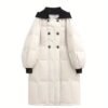 Over The Knee Long Puffer Coat, Thickened Warm Winter Hooded Jacket, Women's Clothing