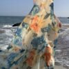 Floral Print Crew Neck Maxi Dress, Vacation Sleeveless Flared Tiered Beach Swing Dress, Women's Clothing