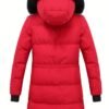 Women's Winter Puffer Jacket, Faux Fur Collar Hooded Coat, Zip-up Snap Button Windproof Thermal Casual Jacket