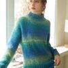 Color Block Drop Shoulder Sweater, Casual Turtle Neck Long Sleeve Sweater For Fall & Winter, Women's Clothing