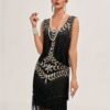 Sequin Fringe Decor Tank Dress, Vintage Sleeveless Flapper Tank Dress For Party & Banquet, Women's Clothing