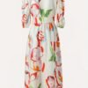 Allover Print V-neck Dress, Elegant Short Sleeve A-line Dress For Spring & Summer, Women's Clothing