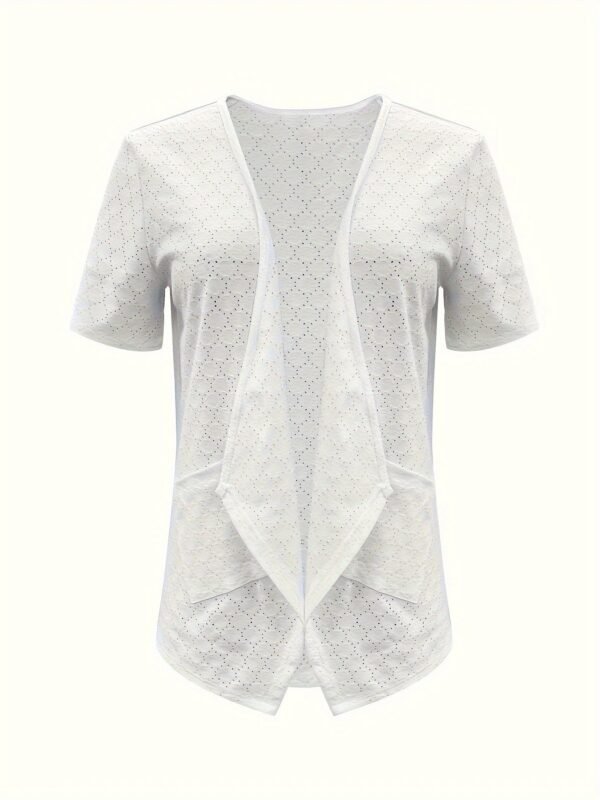 Pockets Open Front Cardigan, Casual Short Sleeve Cardigan For Spring & Summer, Women's Clothing