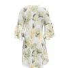 Leaf Print V Neck Dress, Casual Layered Flare Sleeve Dress For Spring & Summer, Women's Clothing