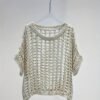 Hollow Out Crochet Crew Neck Sweater, Casual Short Sleeve Knit Top For Spring & Summer, Women's Clothing