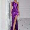 One Shoulder Split Thigh Ruched Dress, Elegant Sleeveless Dress For Party & Banquet, Women's Clothing Wedding/Evening dress/Occasion/Engagement/Ceremony