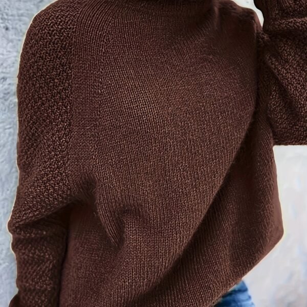 Solid Turtle Neck Loose Pullover Sweater, Casual Long Sleeve Raglan Shoulder Sweater, Women's Clothing