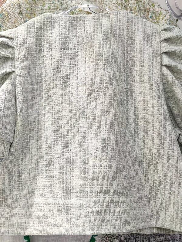 Puff Sleeve Square Neck Jacket, Elegant Button Front Jacket For Spring & Fall, Women's Clothing