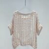 Hollow Out Crochet Crew Neck Sweater, Casual Short Sleeve Knit Top For Spring & Summer, Women's Clothing