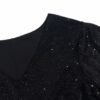 Sequined V Neck Loose Dress, Elegant Cloak Sleeve Mini Dress For Party & Banquet, Women's Clothing