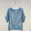 Hollow Out Crochet Crew Neck Sweater, Casual Short Sleeve Knit Top For Spring & Summer, Women's Clothing