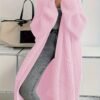Solid Color Open Front Knitted Cardigan, Casual Long Sleeve Long Length Cardigan For Spring & Fall, Women's Clothing