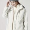 Women's Outdoor Sport Jacket, Solid Color Zipper Up Fleece Warm Winter Ski Hooded Jacket, Women's Clothing
