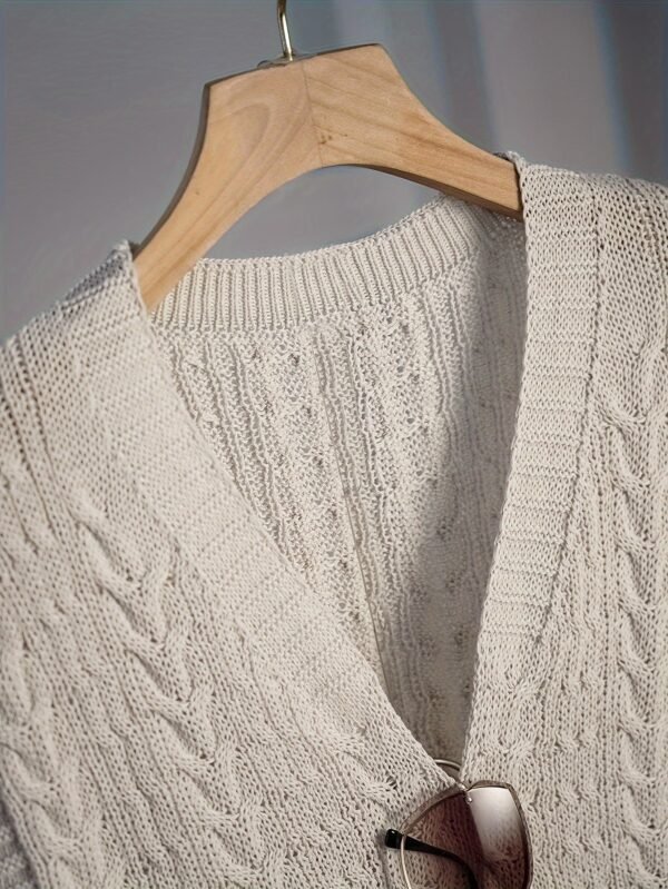 Twist V Neck Crop Sweater Vest, Casual Cap Sleeve Solid Color Sweater For Spring & Summer, Women's Clothing