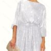 Sequined Tie Waist Dress, Elegant Solid Dress For Club & Party, Women's Clothing