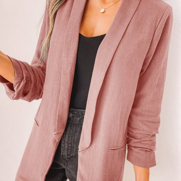 3937797e828291222d55a5ee6d30c4f0.jpg Solid Lapel Blazer Jacket, Casual Long Sleeve Office Work Outerwear, Women's Clothing