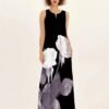 Floral Print Maxi Dress, Notched Neck Sleeveless Casual Dress For Summer & Spring, Women's Clothing