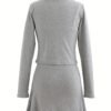Elegant Solid Two-piece Set, Single Button Outwear & Slim Simple Dress Outfits, Women's Clothing