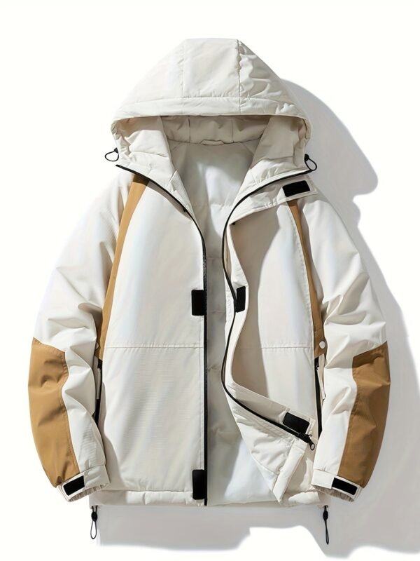 Color Block Trendy Winter Outdoor Sports Jacket, Waterproof Windproof Spliced Hooded Warm Coat, Women's Clothing