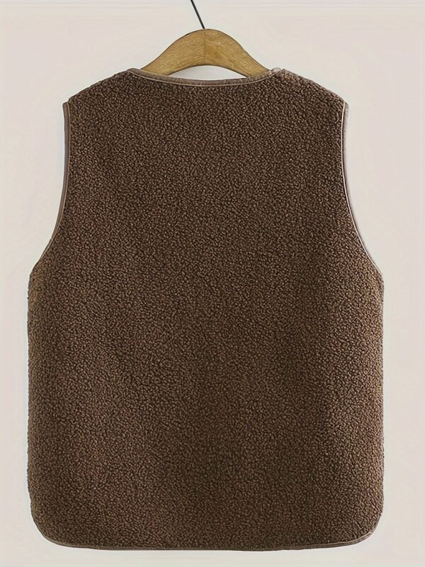 Patched Pocket Zipper Front Vest Jacket, Casual Sleeveless Jacket For Spring & Summer, Women's Clothing