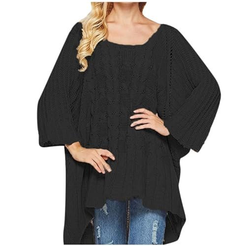 Fall Sweater Women's Knitwear Crewneck Long Sleevel Shawl Cape Sweater 2023 Fashion Pullover Sweater