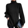 41oUhIOZMXL.jpg Turtleneck Fashion Women Sweater Knitted Slim Top Fashion Leisure Sweaters Ladies Pullovers Knitwear