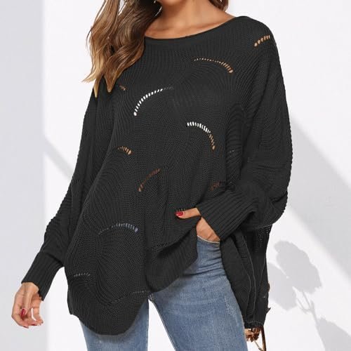 41txYAygEZL.jpg Women Batwing Sleeve Oversized Sweater Crewneck Loose Knit Jumper Casual Comfy Pullover Sweaters Fashion Knitwear