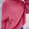 Solid Turtle Neck Loose Pullover Sweater, Casual Long Sleeve Raglan Shoulder Sweater, Women's Clothing