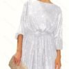 Sequined Tie Waist Dress, Elegant Solid Dress For Club & Party, Women's Clothing
