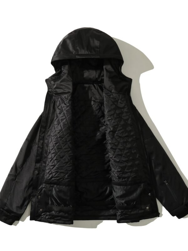 Drawstring Waterproof Ski Jacket, Thick Thermal Pockets Coat, Women's Clothing