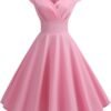 Women's Dress The Population Sexy Solid Color V-Neck Short Sleeve Dress Evening Prom Cocktail Dresses, S-2XL