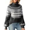 Turtleneck Batwing Sleeves Knitted Sweaters for Women Crochet Retro Baggy Soft Cozy Short Sweater