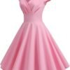 Women's Dress The Population Sexy Solid Color V-Neck Short Sleeve Dress Evening Prom Cocktail Dresses, S-2XL
