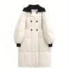 Over The Knee Long Puffer Coat, Thickened Warm Winter Hooded Jacket, Women's Clothing