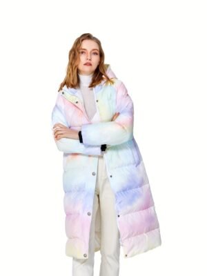 565061e3a54b9ec38491f3f6c4f8634c-1.jpg Colorful Print Puffer Jacket For Women, Fashion Warm Winter Down Jacket, Women's Activewear