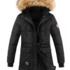 Women's Winter Puffer Jacket, Faux Fur Collar Hooded Coat, Zip-up Snap Button Windproof Thermal Casual Jacket