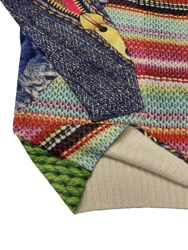 FULL PRINTED Knitted Pullover, Casual Long Sleeve Mock Neck Top, Women's Clothing