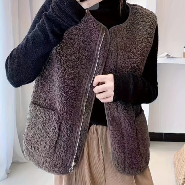 Patched Pocket Zipper Front Vest Jacket, Casual Sleeveless Jacket For Spring & Summer, Women's Clothing