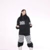Ski Suit, Checkered Windproof Waterproof Ski Top & Ski Pants Suit, Women's Activewear