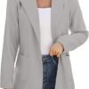 613QijyY6XL._AC_SL1500-1.jpg Women Open Front Blazers Long Sleeve Casual OL Office Slim Buttonless Suit Jacket with Pockets