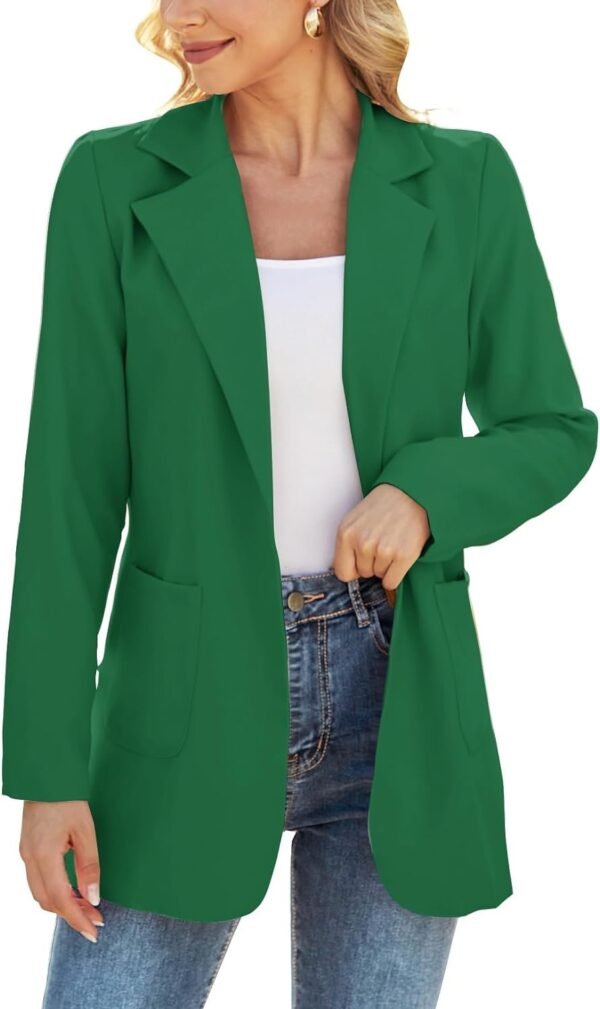 614WVmbag9L._AC_SL1500-1.jpg Women Open Front Blazers Long Sleeve Casual OL Office Slim Buttonless Suit Jacket with Pockets